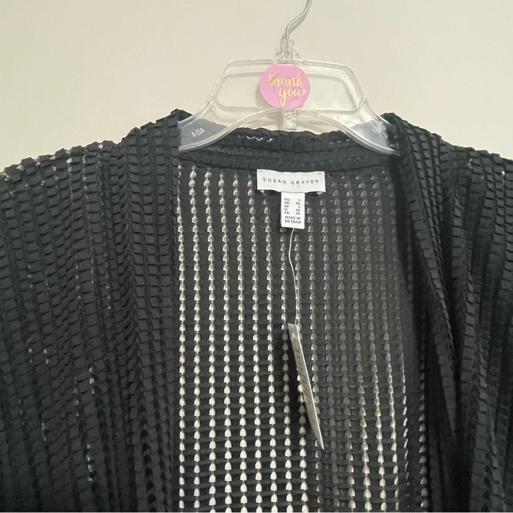 Susan Graver Black Open Knit Kimono- Size Large NWT‎ A little something extra.